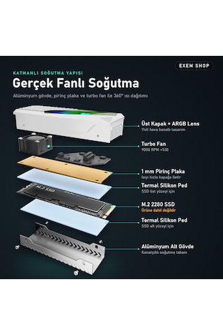 Fanlı Argb Ssd Soğutucu Beyaz Renk Beyaz - Argb