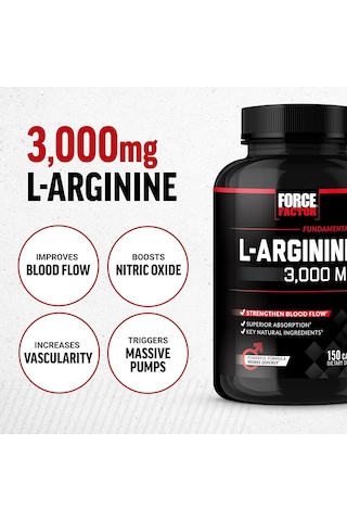 Force Factor L-arginine Nitric Oxide 3000mg, 3g, 150 Capsules