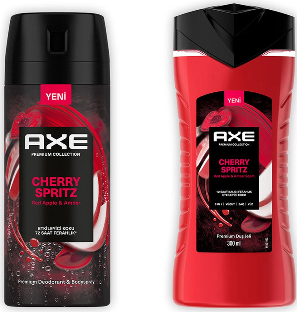 Axe Duş Jeli Cherry Spritz 3 İn 1 Vücut Saç Yüz 300 Ml + Cherry Spritz Deodorant 150 Ml