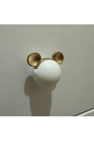 Ömürdepo Fare Mickey Mouse Kulp Dolap Çekmece Seramik Çinko Alaşımı Beyaz