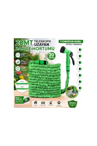 20 Metre Teleskopik Uzayan Bahçe Hortumu 7 Fonksiyonlu Ayarlı Tetikli Sulama Tabancası Katlanabilir Esnek Su Hortumu Araç Yıkama, Bahçe Sulama Ve Temizlik İçin - 908988748