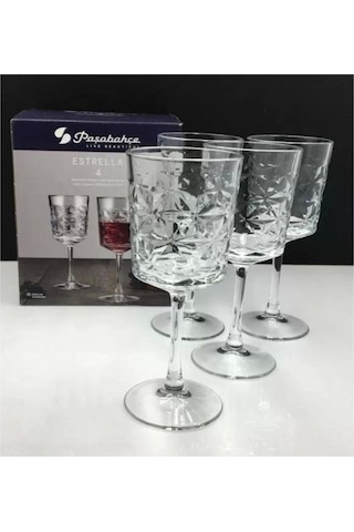 440457 Estrella Şarap Kadehi 340cc 4 Lü Şeffaf
