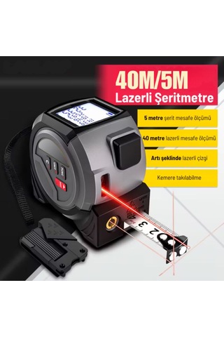 Texta Tp40 Lazer Mesafe Ölçerli Şerit Metre 40m + 5m