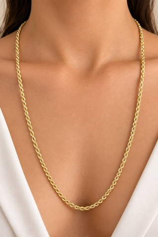 Burgu Halat Gold Zincir Kolye 70 Cm & Kalpli Ayıcık Premium Hediye Seti Altın