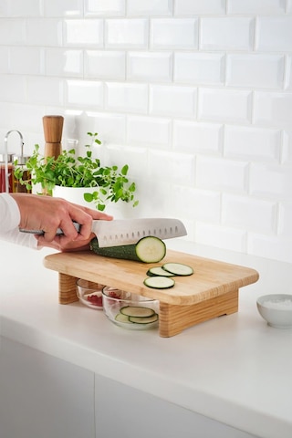 Ayaklı Kesme Tahtası Bambu Sunum Tahtası 25 X 35 Cm Ahşap