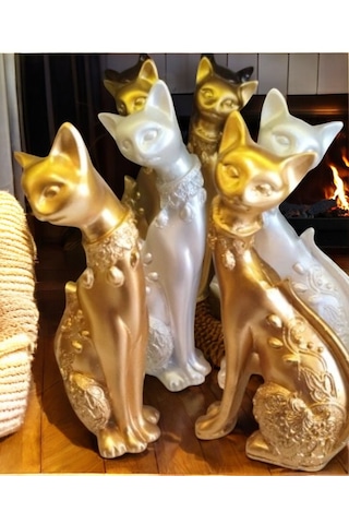 13 Cm-18 Cm Ebatlarda Kırılmaz Polyestr2li Siyah Renk Kedi Biblo