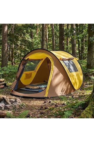 2 Kişilik Vagon Tipi Yarı Otomatik Kamp Çadırı Çift Kapılı, Çift Pencereli, Hafif Taşınabilir Outdoor Doğa Çadırı 220x120x90 Cm Çok Renkli