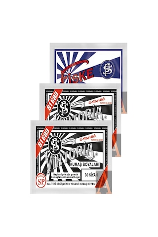 Viktoria Kumaş Boyası 2 Paket Siyah 1 Paket Sabitleyici Fiske