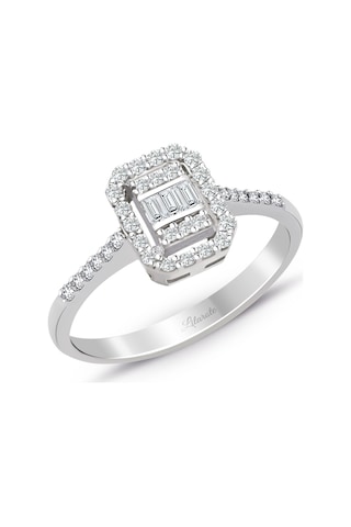 Lilarote 0.35 Ct. Modern Tasarım Baget Kare Tektaş Yüzük
