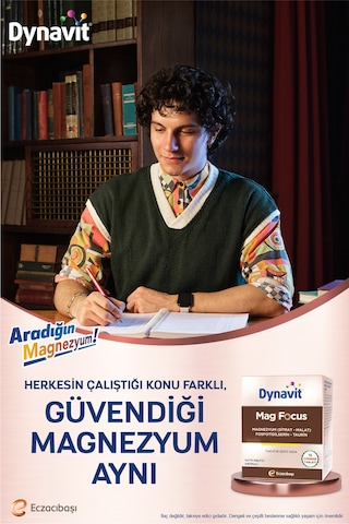 Dynavit Mag Focus 15 Çiğneme Tab - Magnezyum Malat & Sitrat, Fosfotidilserin, B6 & B12 Vitamini - Odaklanma