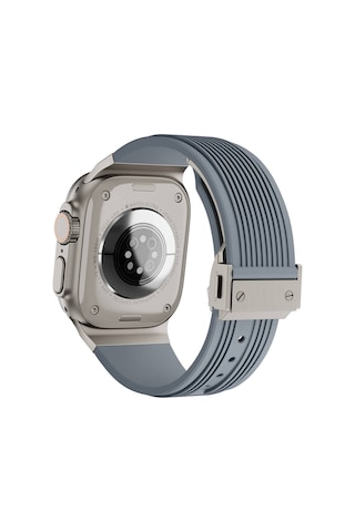 Apple Uyumlu  Watch Ultra 1 / 2 49mm Kordon Klipsli Spor Görünümlü Silikon Kordon 113