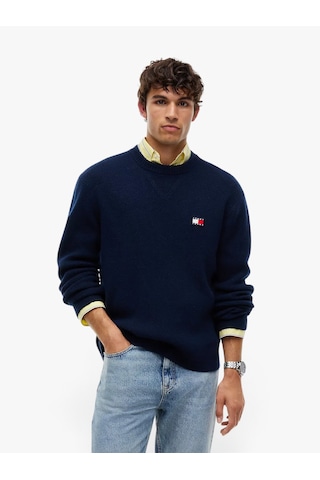 Tommy Hilfiger Tjm Reg Wool Mıx Sweater Erkek Mavi Kazak - Dm0dm23572