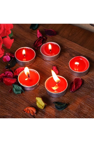 32 Adet Yuvarlak Kırmızı Tea Light Mum Kırmızı Mum Tealight Mum Yılbaşı Mumları Romantik Dekor Mum Kırmızı