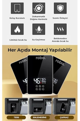 Dijital Akıllı Şofben - Duş Başlığı li