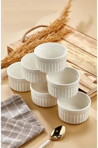 Porselen 6lı Sufle Ve Kek Fırın Kabı- 10 Cm
