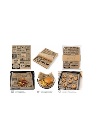 Jaova Vintage Baskılı Gıda Sunum Kağıdı Hamburger, Sandviç, Patates, Tost Ve Atıştırmalık Servis Kağıdı, Kafe Restoran Sunum Ve Paketleme Kağıdı
