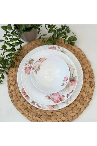 24 Parça Opal Yemek Takımı 6 Kişilik Beyaz