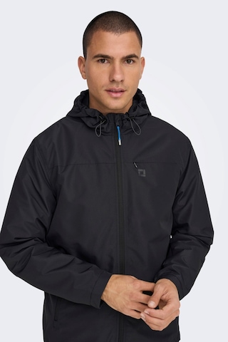 Only & Sons Erkek Onsmack Su Geçirmez Kapüşonlu Ceket 22024207 Si Siyah