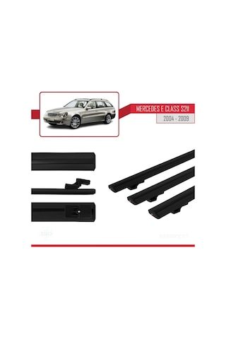 Mercedes E Class S211 2004-2009 Arası İle Uyumlu Basic Model Ara Atkı Tavan Barı Siyah 3 Adet