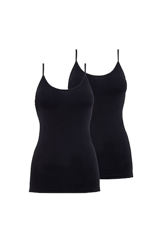 Blackspade 1591 2'li Paket Kadın %95 Pamuklu İnce Askılı Atlet Siyah