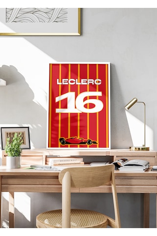 Charles Leclerc F1 Poster Tablo Beyaz Çerçeveli
