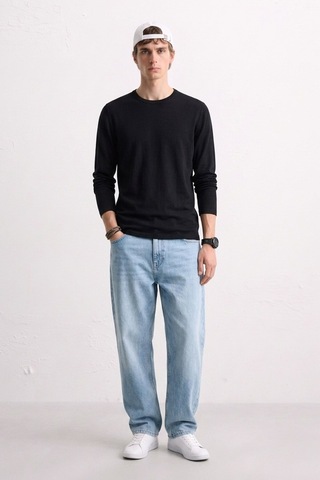 Barrels And Oıl Erkek Bisiklet Yaka İnce Sweatshirt 5074 - Siyah Siyah