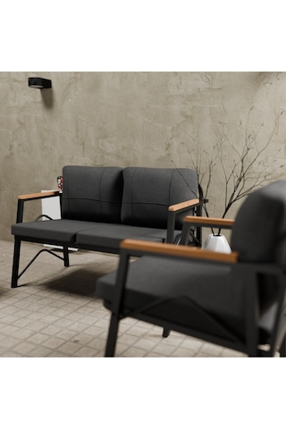 Mb Garden Furnıture Simetri Model, Balkon, Bahçe, Cafe, Metal Koltuk Takımı, Bahçe Takımı , Çay Seti, 2+1+1 Süngerli Antrasit