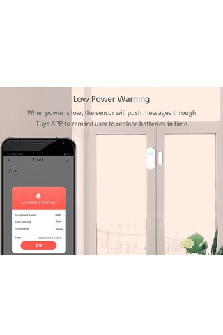 Vkemall Tuya Akıllı Ev Wi-fi Pencere Kapı Alarm Sensörü - Gerçek Zamanlı Uyarı, Durum Senkronizasyonu, Kolay Kurulum Beyaz, Pil Yok