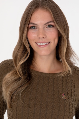 U.S. Polo Assn. Kadın Haki Bisiklet Yaka Basic Kazak 50307728-VR027