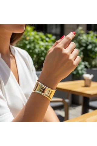 Kadın 14k Kaplama Gold Çelik Kelepçe Bileklik Çok Renkli