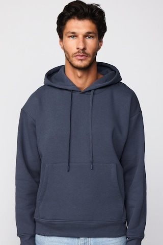 Tudors Unisex Oversize Geniş Kesim Pamuklu Yumuşak Dokulu İçi Polarlı Basic Gri Kapüşonlu Sweatshirt-29005-gri Gri