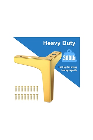 10 Cm Modern Model Metal Mobilya, Dolap, Koltuk, Tv Ünitesi Ayakları 4 Adet Robot Süpürge Gold