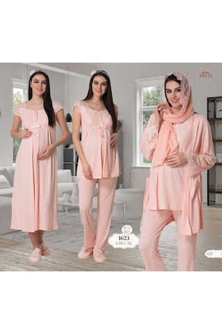 Mecit Pijama Mecit 1623 Hamile Lohusa Pijama Gecelik 7 Li Set