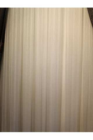 Çizgili, Kırışma Yapmaz, Ütü İstemez 1/3 Sık Pile Ekru Tül Perde