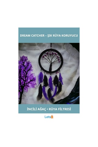 Mor İncili Hayat Ağacı Rüya Kovanı Dream Catcher 1 Adet