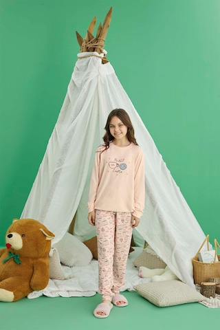 Aydoğan Kız Garson Belur Termal Şeftali Rengi Pijama Takım 0889 Bej