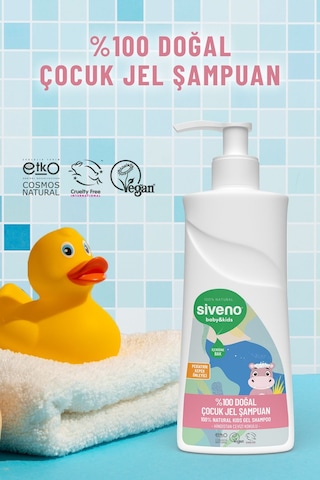 Siveno %100 Doğal Yenidoğan Bebek Çocuk Jel Şampuanı Saç ve Vücut Konak Önleyici 325 ml