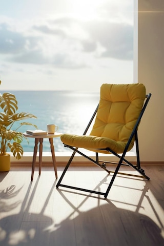Napper Katlanabilir Sarı Şezlong - Su Geçirmez Kumaş, Metal İskelet, Balkon Ve Bahçe Sandalyesi Sarı