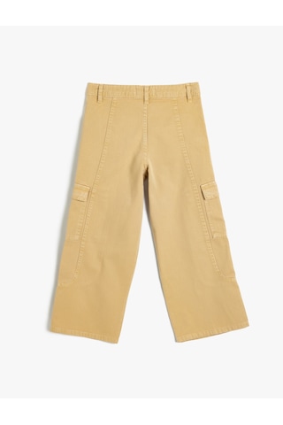 Koton Kargo Kot Pantolon Bol Paça Pamuklu - Wide Leg Jean Bej 5wkg40022ad Ekru