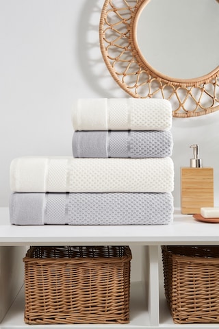 Özdilek Bright Kadife Havlu Seti Gri/krem Gri - Krem