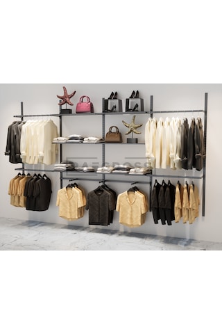 Mağaza Raf Sistemi, Askılık Sistemi, Butik, Mağaza Stand-245 200 Siyah