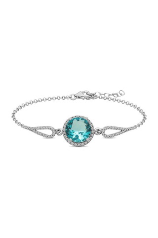 Gümüş Aquamarine Bayan Bileklik