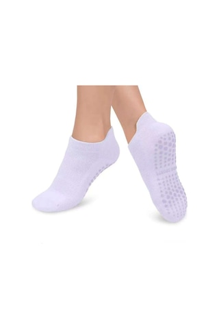 Springsun Kadınlar İçin Silikon Anti Kayma Yoga Pilates Çorapları - Nem Absorbing Nefesli Kumaş - Spor Dans Fitness - Mor - 34-40 Numara - 1 Çift Mor