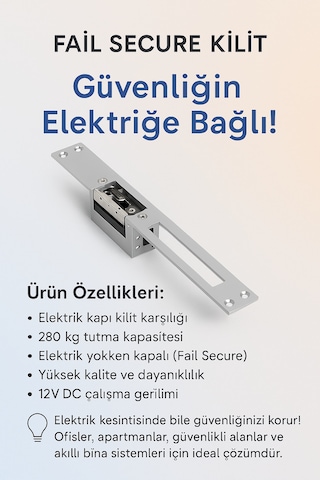 Elektronik Kilit Basaç Kapı Karşılığı Fail Secure Enerji Yokken Kapalı