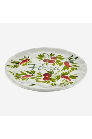 Beyaz Seramik Pizza Tabağı 33 Cm