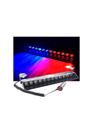 12 Ledli Cam Içi Vantuzlu Çakar Lamba Kırmızı - Beyaz - Mavi