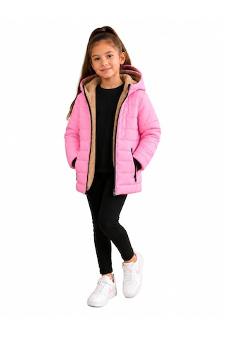 Dublino Kids Pembe Kız Çocuk Kapüşonlu Su Ve Rüzgar Geçirmez Şişme Mont