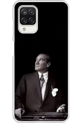 Samsung Galaxy A12 Uyumlu Şeffaf Kılıf Atatürk 3 Tasarımlı