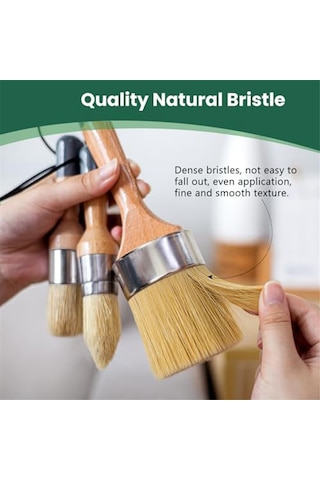 Xurunkeji Tebeşir Ve Balmumu Boya Fırçası Seti, Tebeşir Boyası, Mobilya İçin Süt Boyası, 1 Büyük Oval Fırça Ve 2 Küçük Yuvarlak Fırça