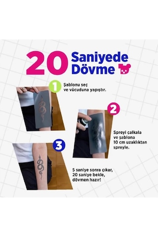 Kedi Cadı Spray Tattoo İle Geçici Dövme Yapma Seti